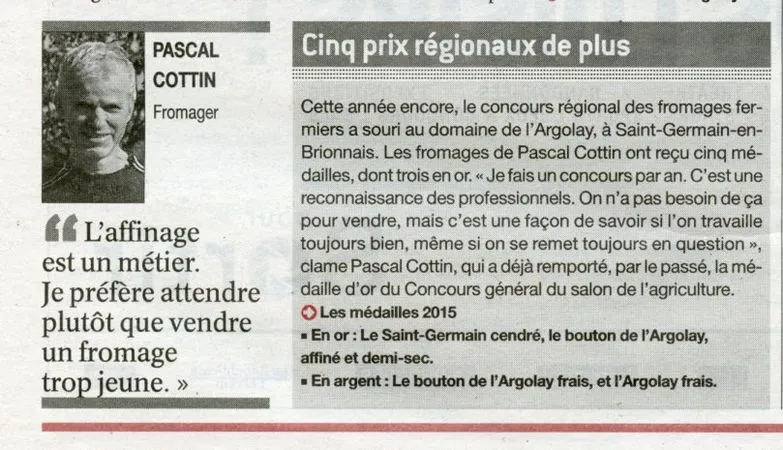 Portrait de Pascal Cottin, cinq prix régionaux de plus, 2015