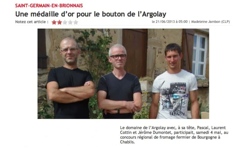 Une médaille d'or pour le bouton de l'Argolay, JSL juin 2013